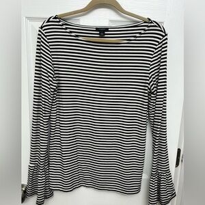 Halogen boat neck striped top.